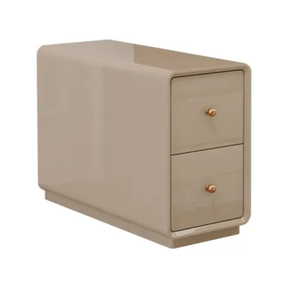 Narrow Rectangle Walnut Wood Side Table with Drawers Image - 11