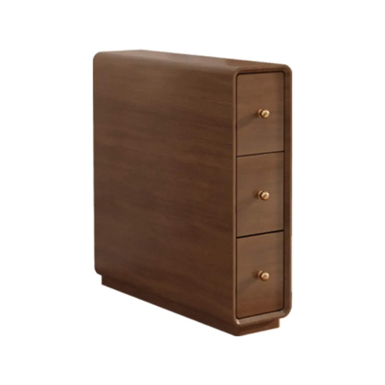 Narrow Rectangle Walnut Wood Side Table with Drawers Image - 15