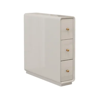 Narrow Rectangle Walnut Wood Side Table with Drawers Image - 16