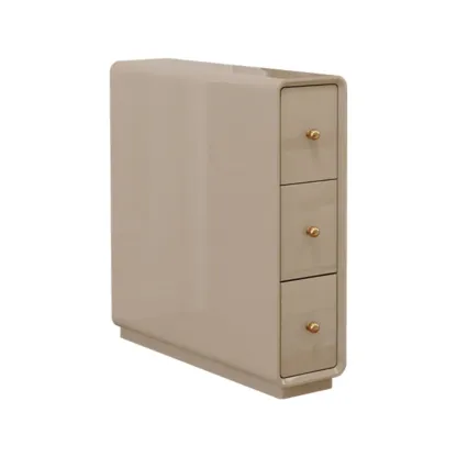 Narrow Rectangle Walnut Wood Side Table with Drawers Image - 17