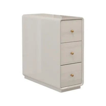 Narrow Rectangle Walnut Wood Side Table with Drawers Image - 19