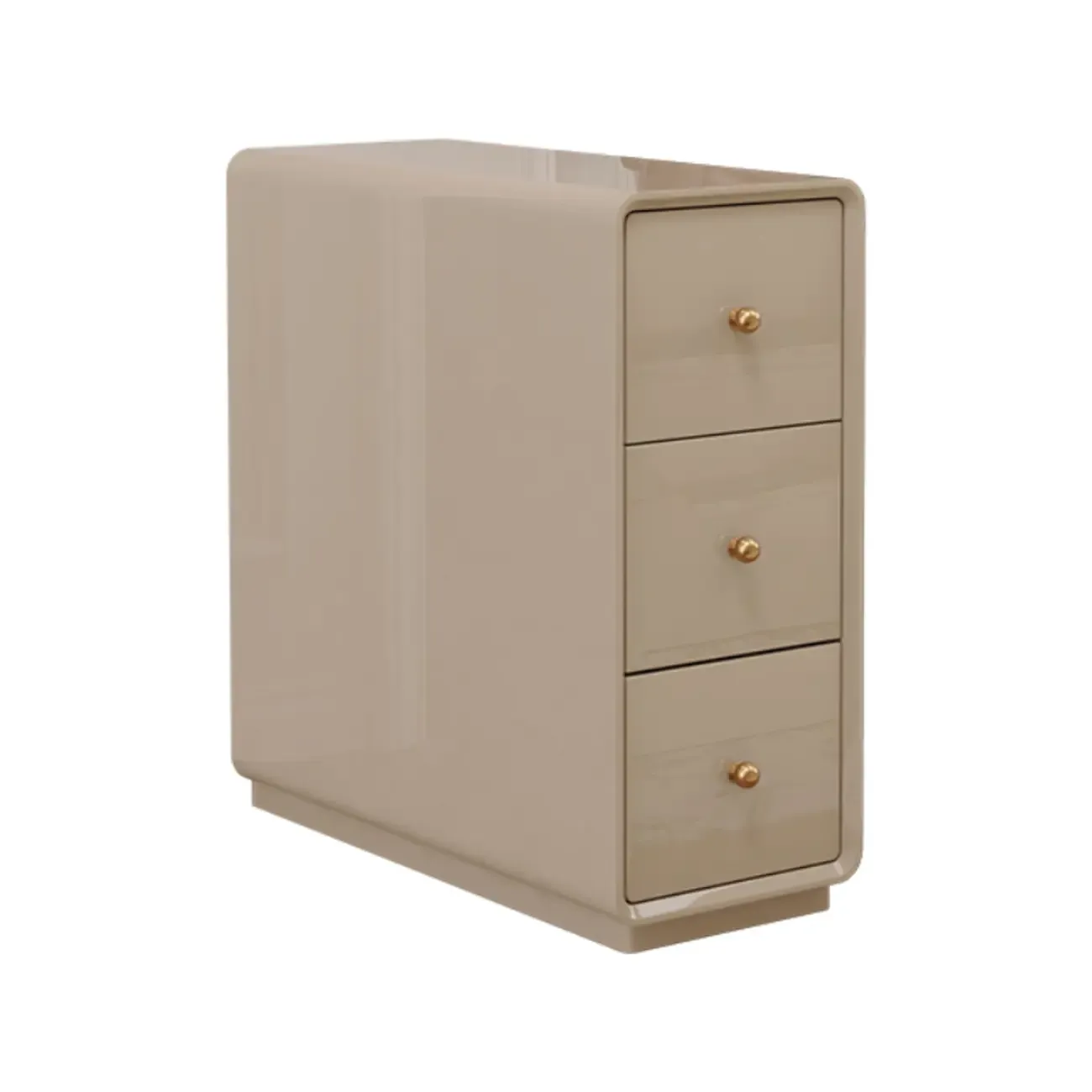 Narrow Rectangle Walnut Wood Side Table with Drawers Image - 20