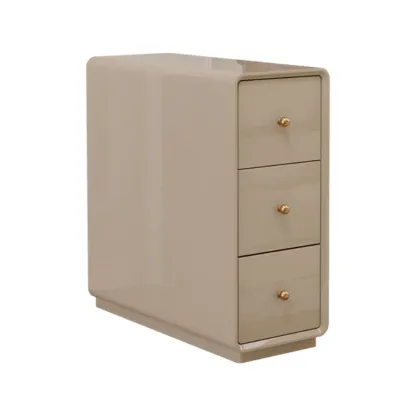 Narrow Rectangle Walnut Wood Side Table with Drawers Image - 20