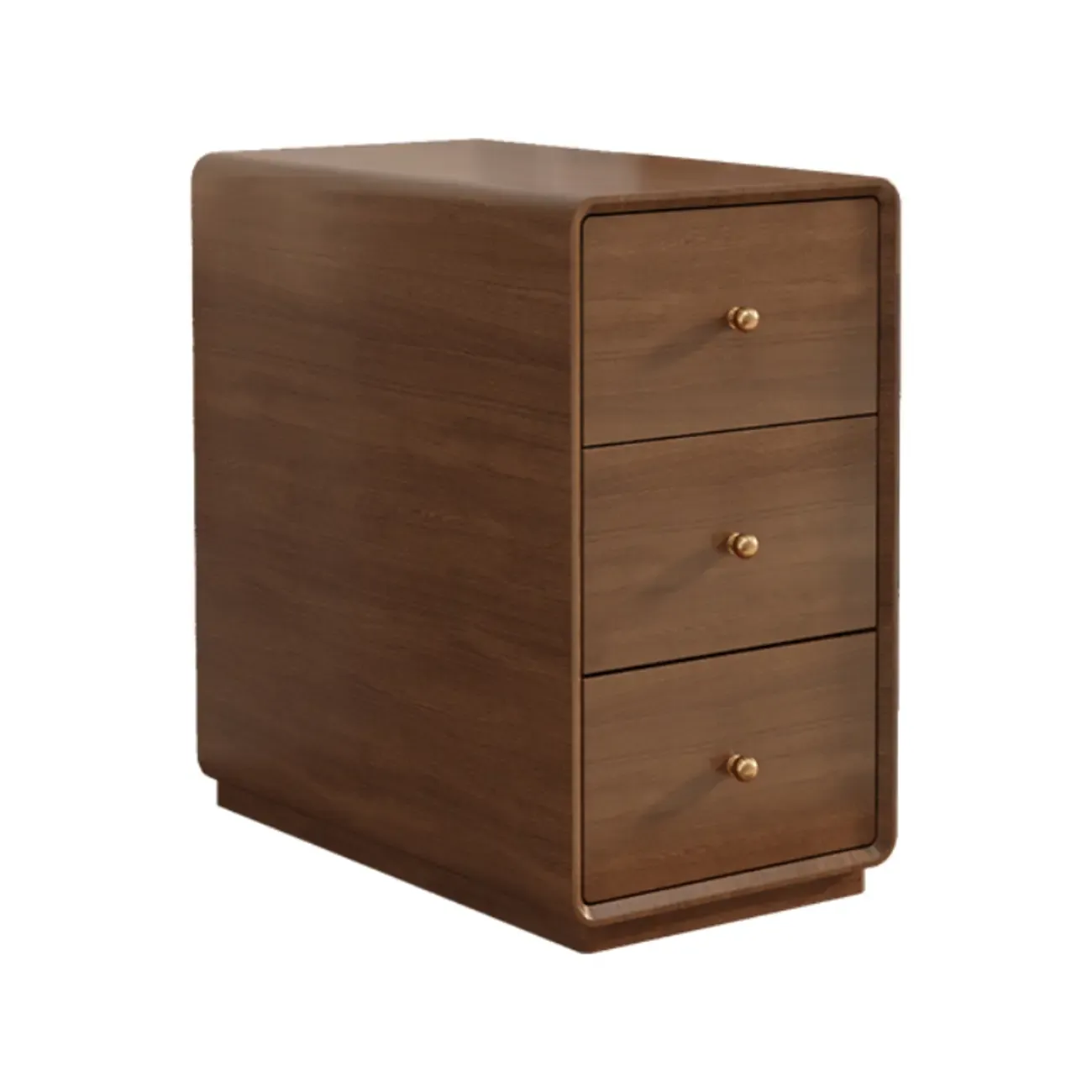 Narrow Rectangle Walnut Wood Side Table with Drawers Image - 21
