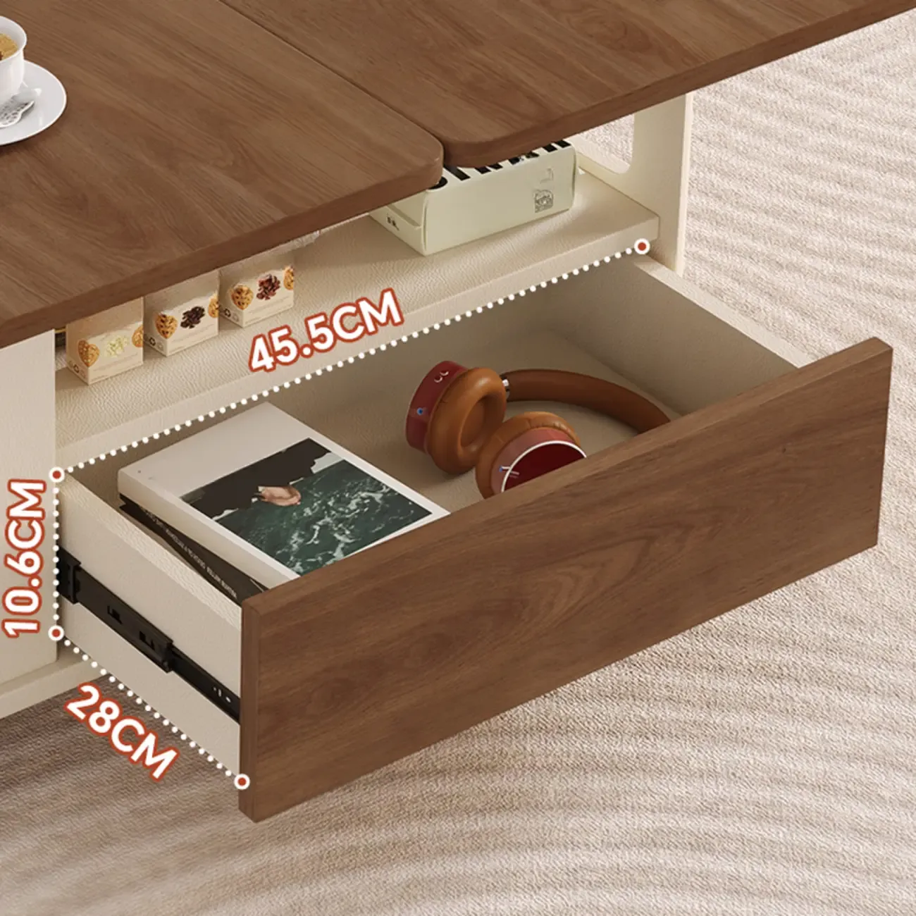 Versatile Elegant Modern Wooden Side Table with Wheels Image - 10