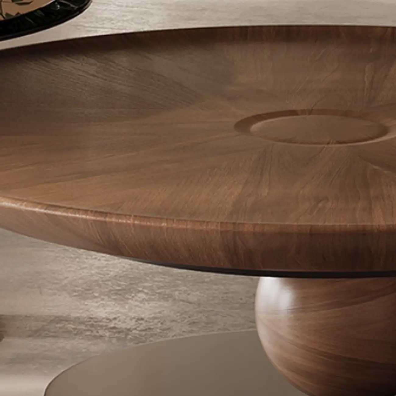 Brown Round Wood Nesting Coffee Table Steel Abstract Base Image - 5 | homeyfad