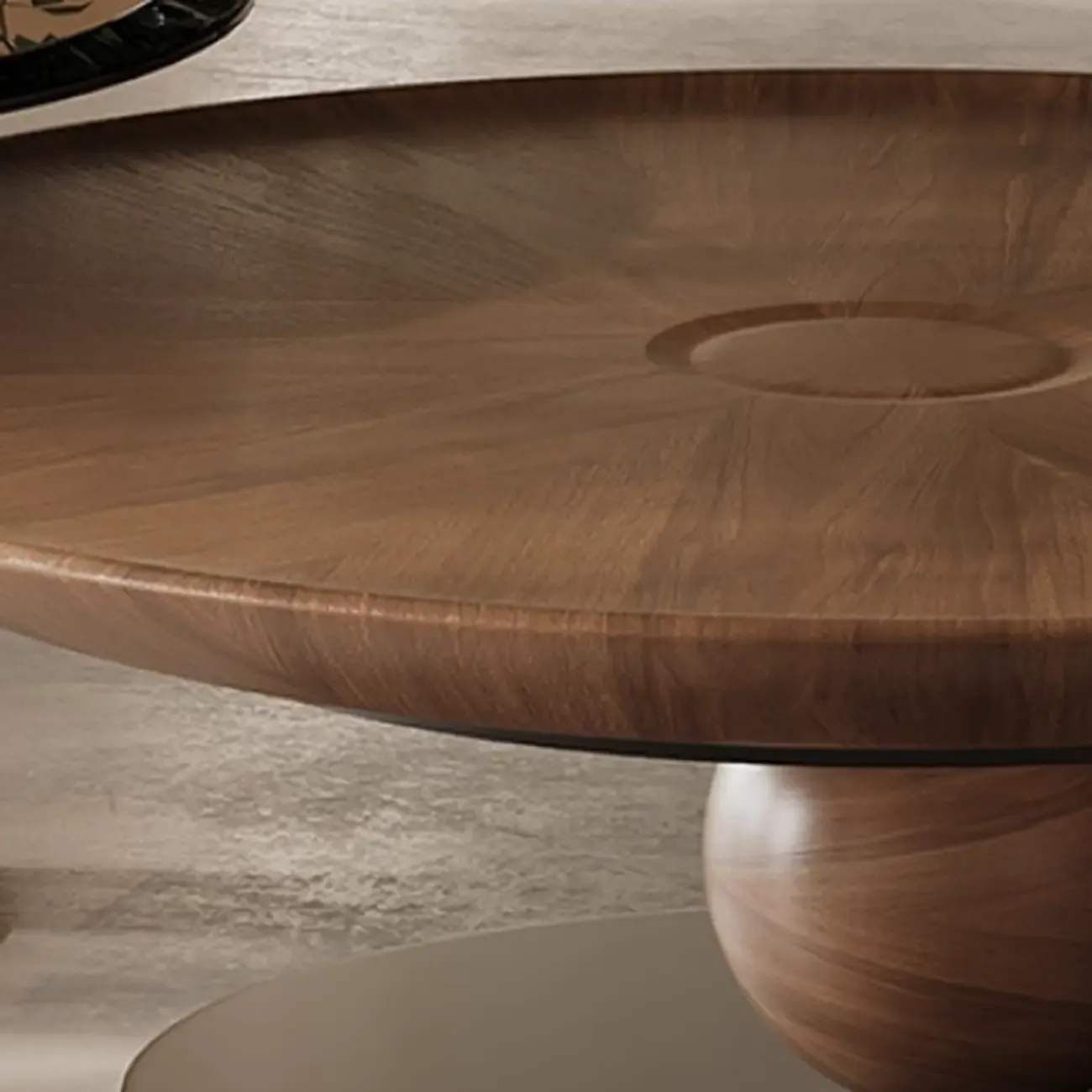 Brown Round Wood Nesting Coffee Table Steel Abstract Base Image - 5