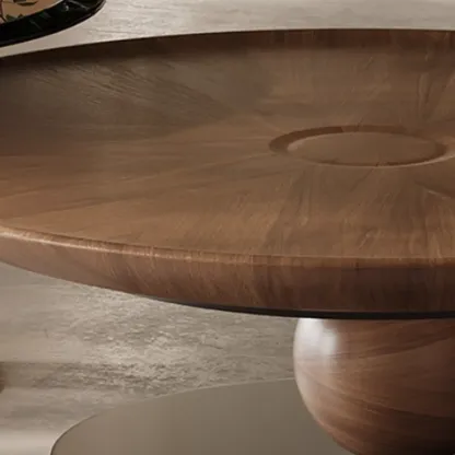 Brown Round Wood Nesting Coffee Table Steel Abstract Base Image - 5