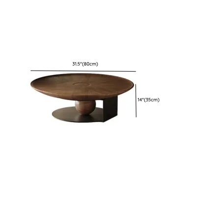Brown Round Wood Nesting Coffee Table Steel Abstract Base Image - 11