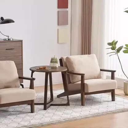 Modern Arm Chair Cotton Linen Living Room Image - 1