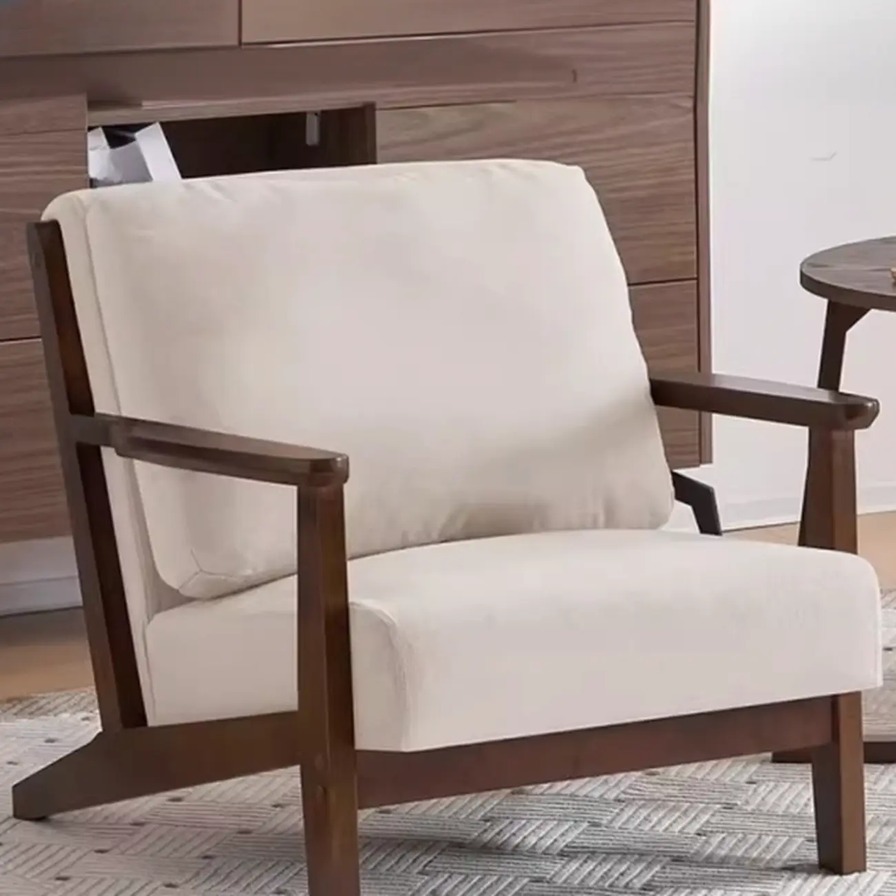 Modern Arm Chair Cotton Linen Living Room Image - 3 | homeyfad