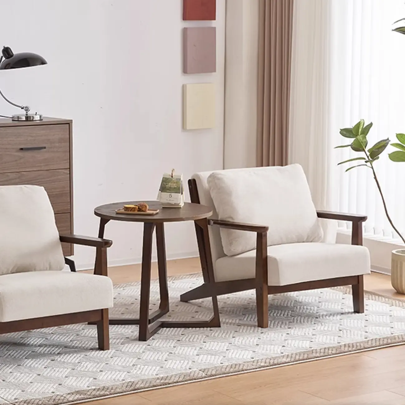 Modern Arm Chair Cotton Linen Living Room Image - 4 | homeyfad