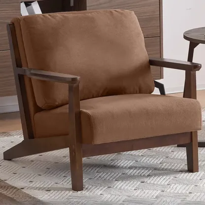 Modern Arm Chair Cotton Linen Living Room Image - 5