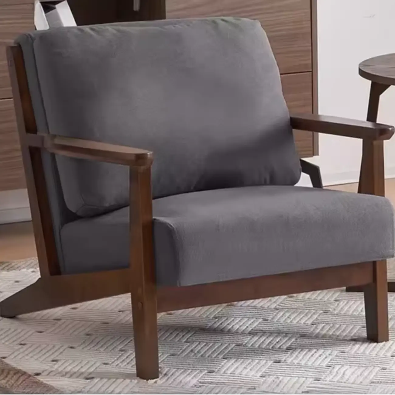 Modern Arm Chair Cotton Linen Living Room Image - 9 | homeyfad