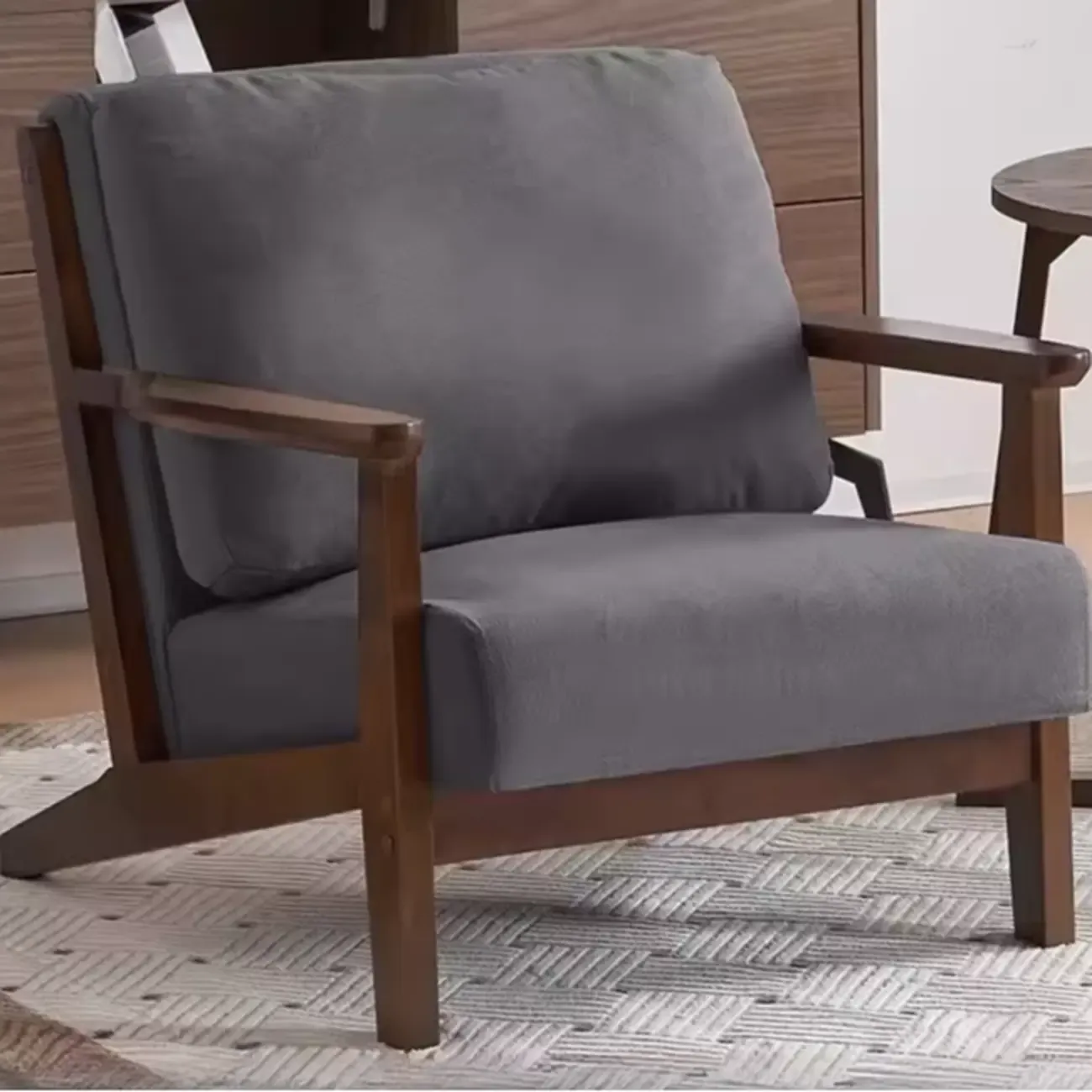 Modern Arm Chair Cotton Linen Living Room Image - 9