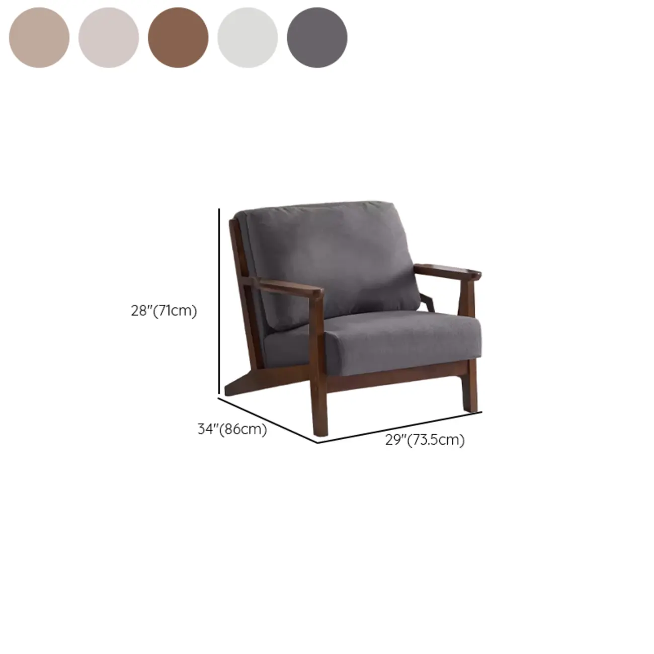 Modern Arm Chair Cotton Linen Living Room #size | homeyfad
