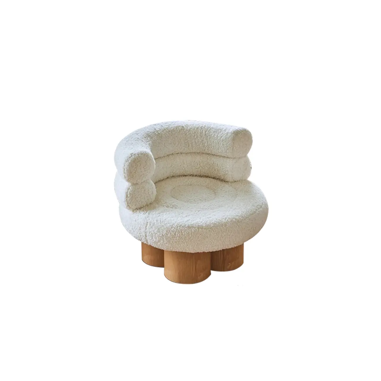 Contemporary White Sherpa Barrel Accent Chair Living Room Image - 2 | homeyfad