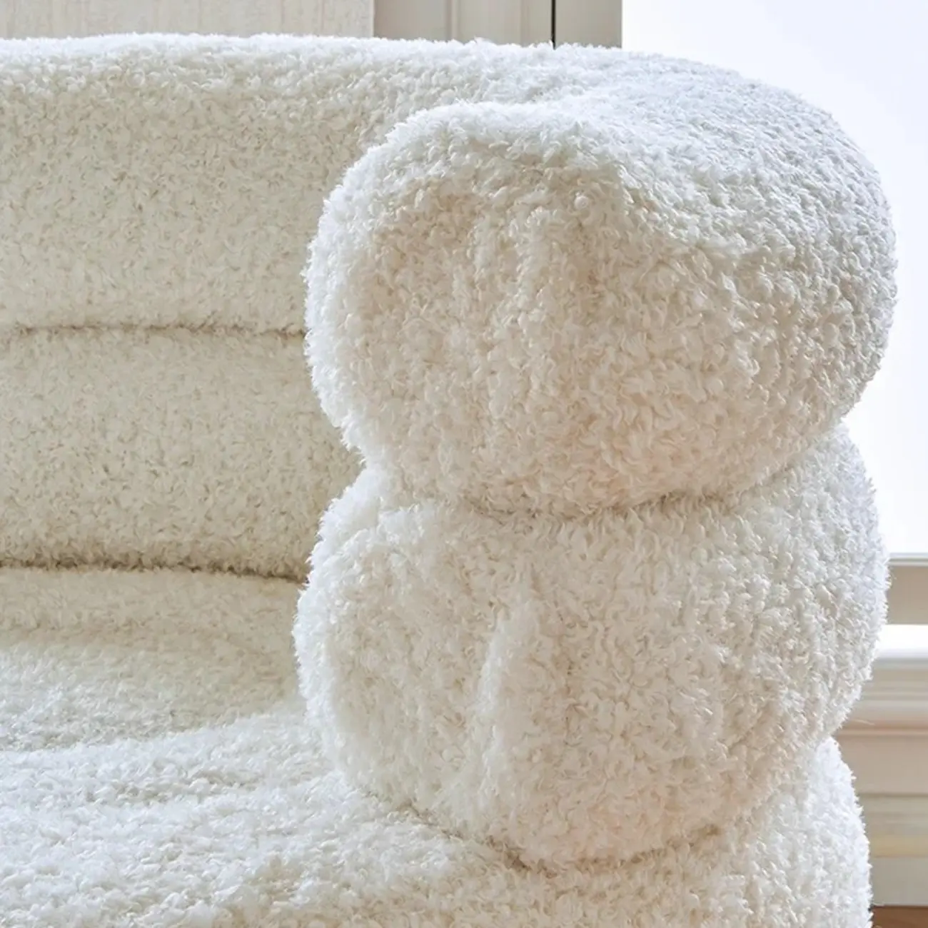 Contemporary White Sherpa Barrel Accent Chair Living Room Image - 6 | homeyfad