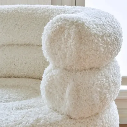 Contemporary White Sherpa Barrel Accent Chair Living Room Image - 6