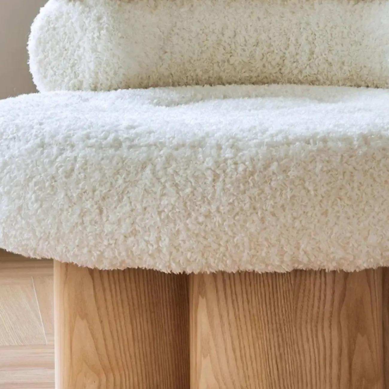 Contemporary White Sherpa Barrel Accent Chair Living Room Image - 7