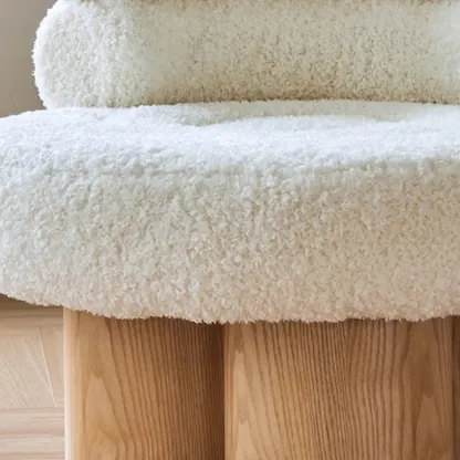Contemporary White Sherpa Barrel Accent Chair Living Room Image - 7