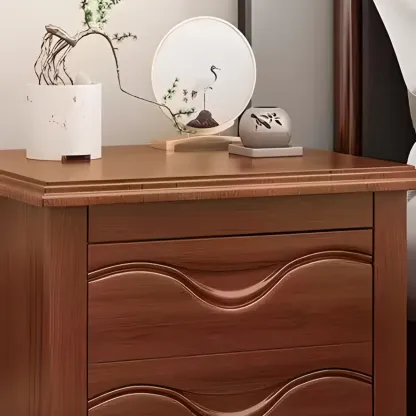 Modern Natural Wood Nightstand with 2 Drawers Image - 6