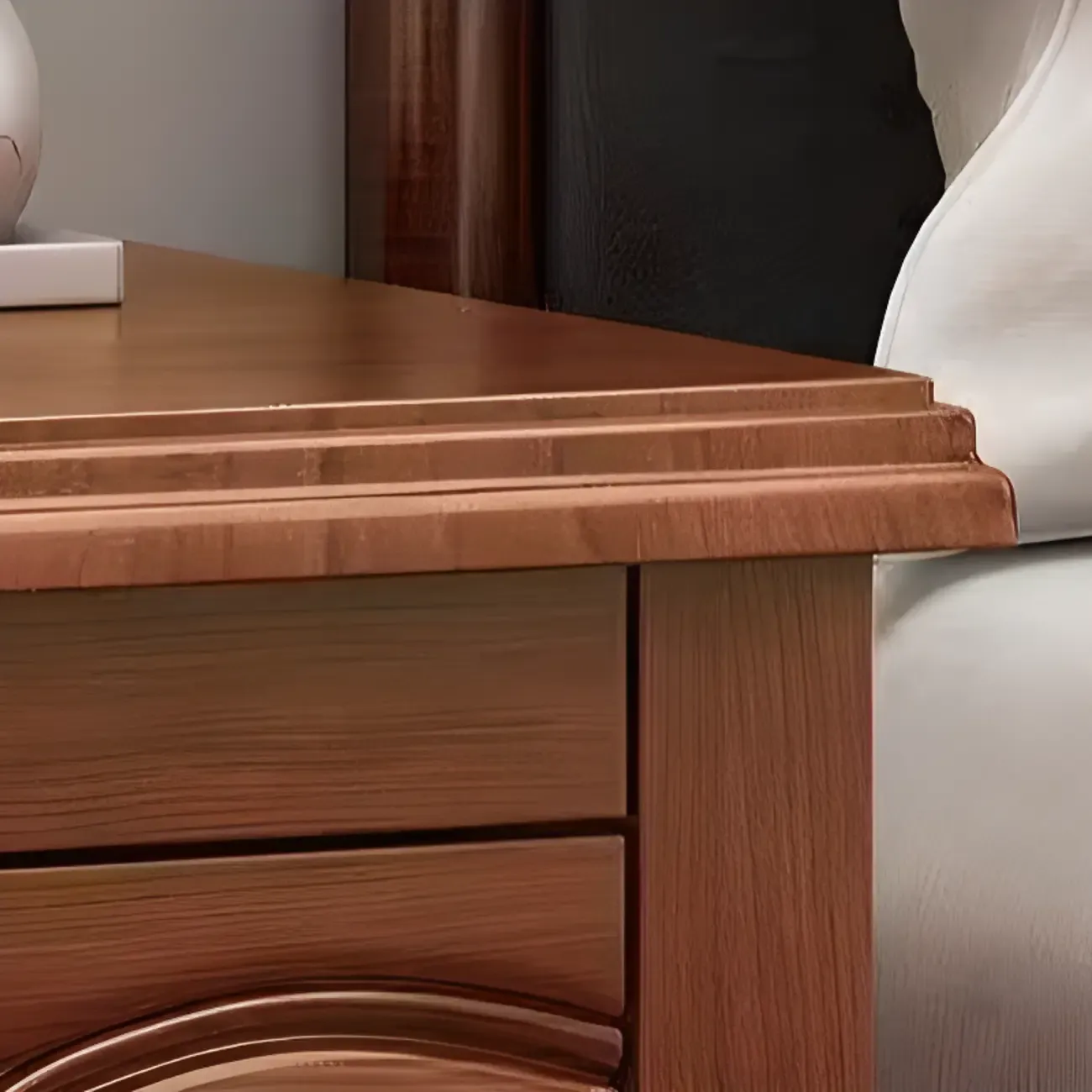 Modern Natural Wood Nightstand with 2 Drawers Image - 7