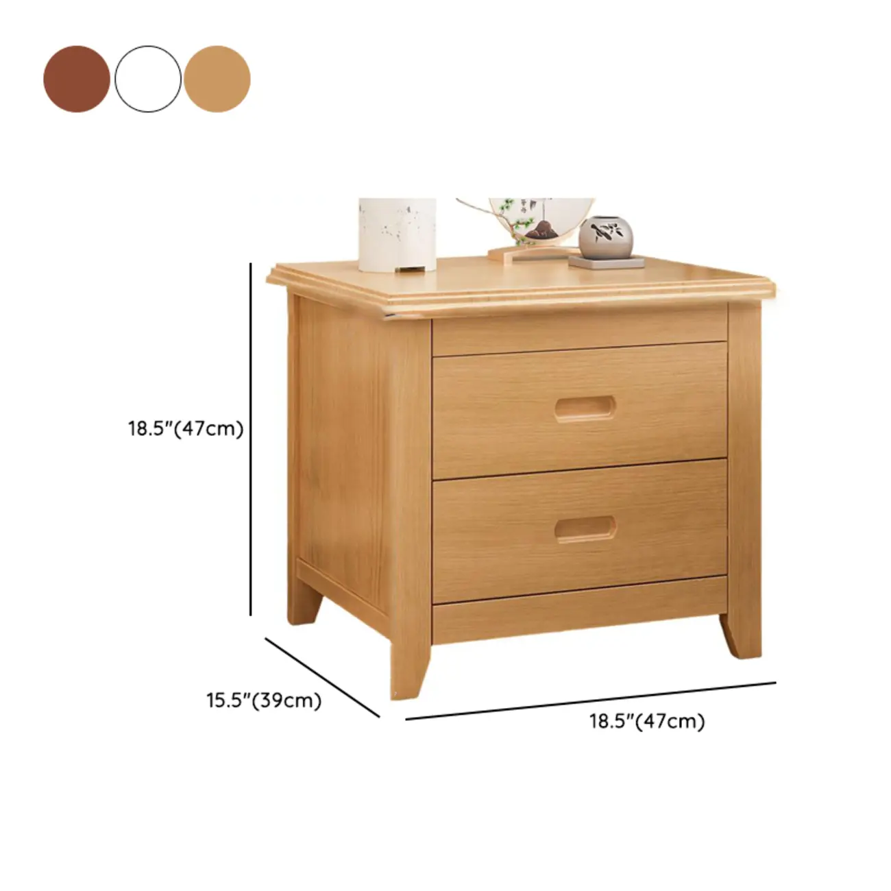 Modern Natural Wood Nightstand with 2 Drawers #size | homeyfad