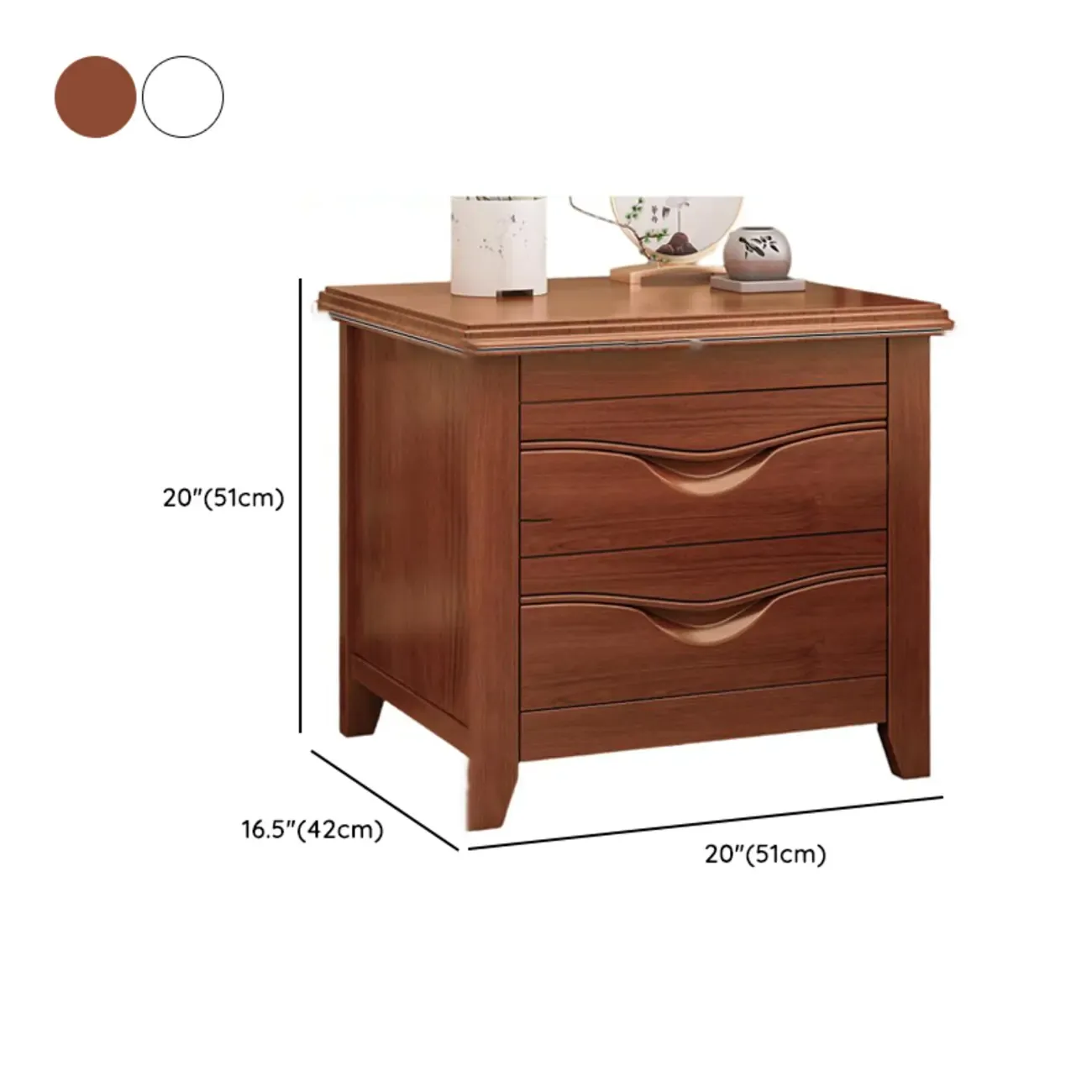Modern Natural Wood Nightstand with 2 Drawers Image - 9