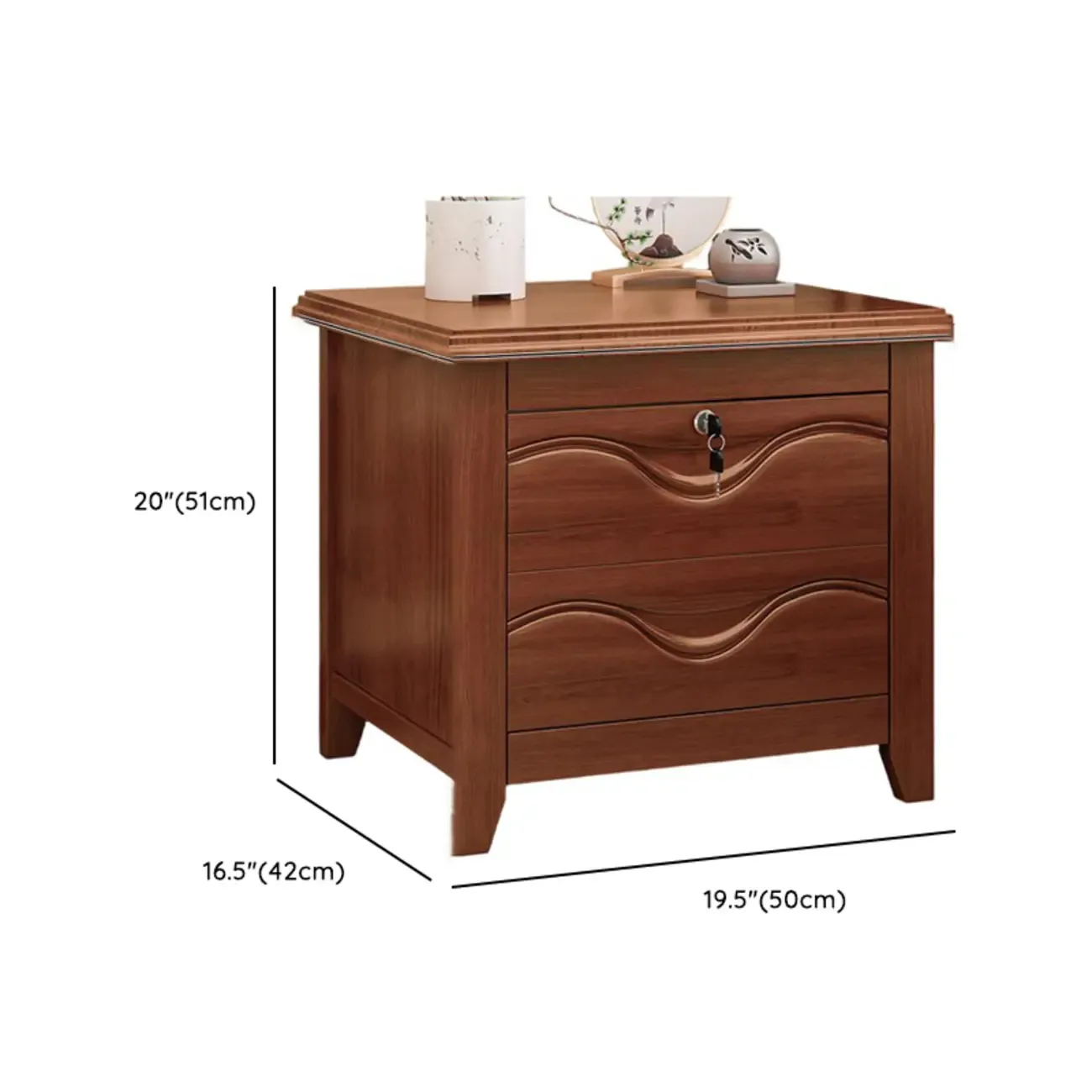 Modern Natural Wood Nightstand with 2 Drawers Image - 10