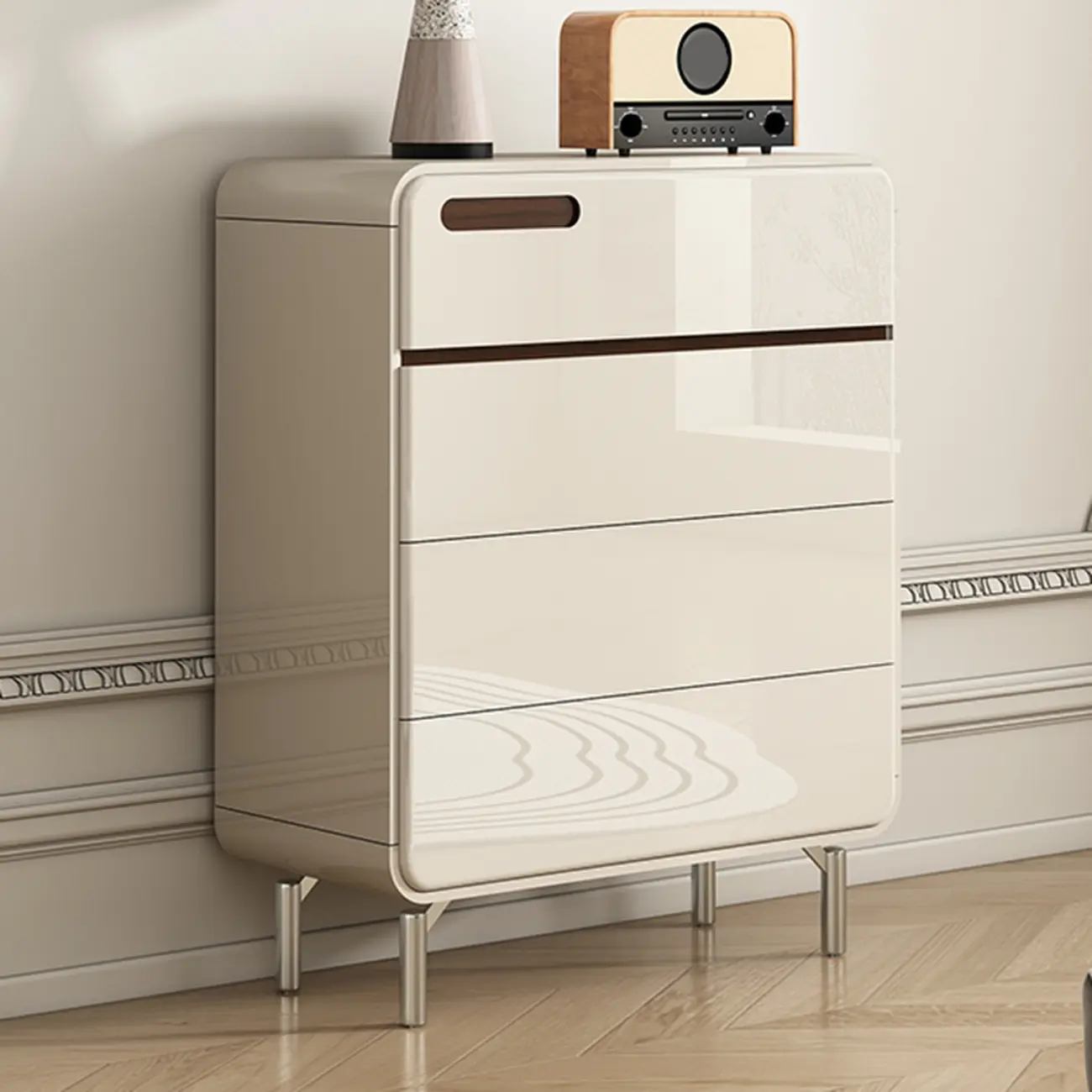 Contemporary 6-drawer White Wooden Bedroom Dresser Image - 2 | homeyfad