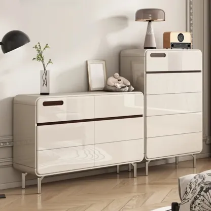 Contemporary 6-drawer White Wooden Bedroom Dresser Image - 6