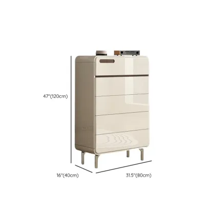 Contemporary 6-drawer White Wooden Bedroom Dresser Image - 11