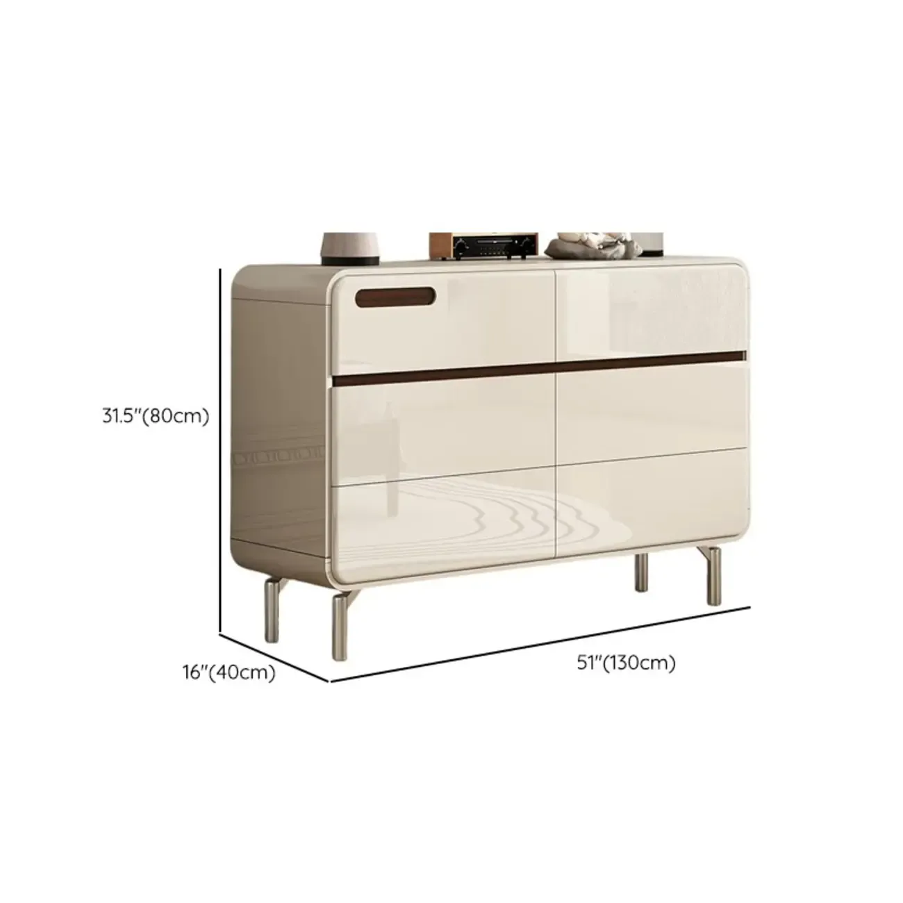 Contemporary 6-drawer White Wooden Bedroom Dresser Image - 12