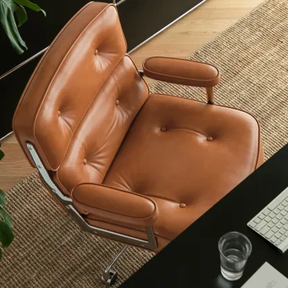 Contemporary Upholstered Adjustable Swivel Conference Chair Image - 4