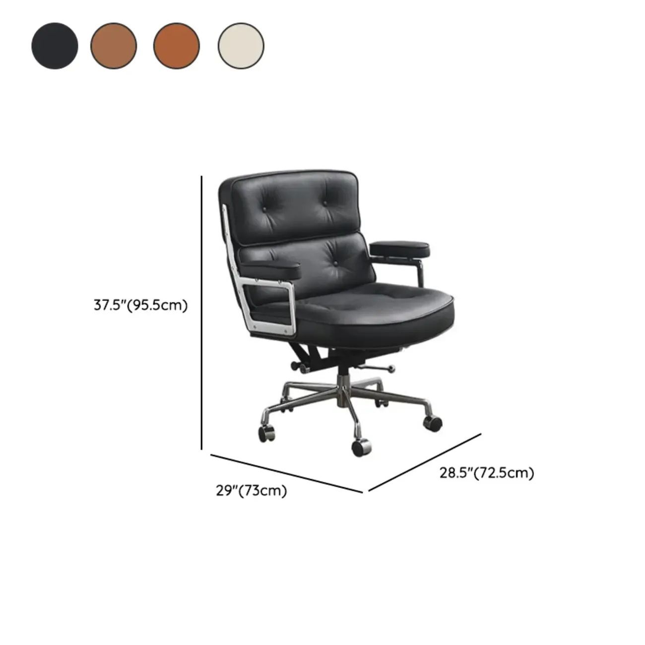 Contemporary Upholstered Adjustable Swivel Conference Chair #size