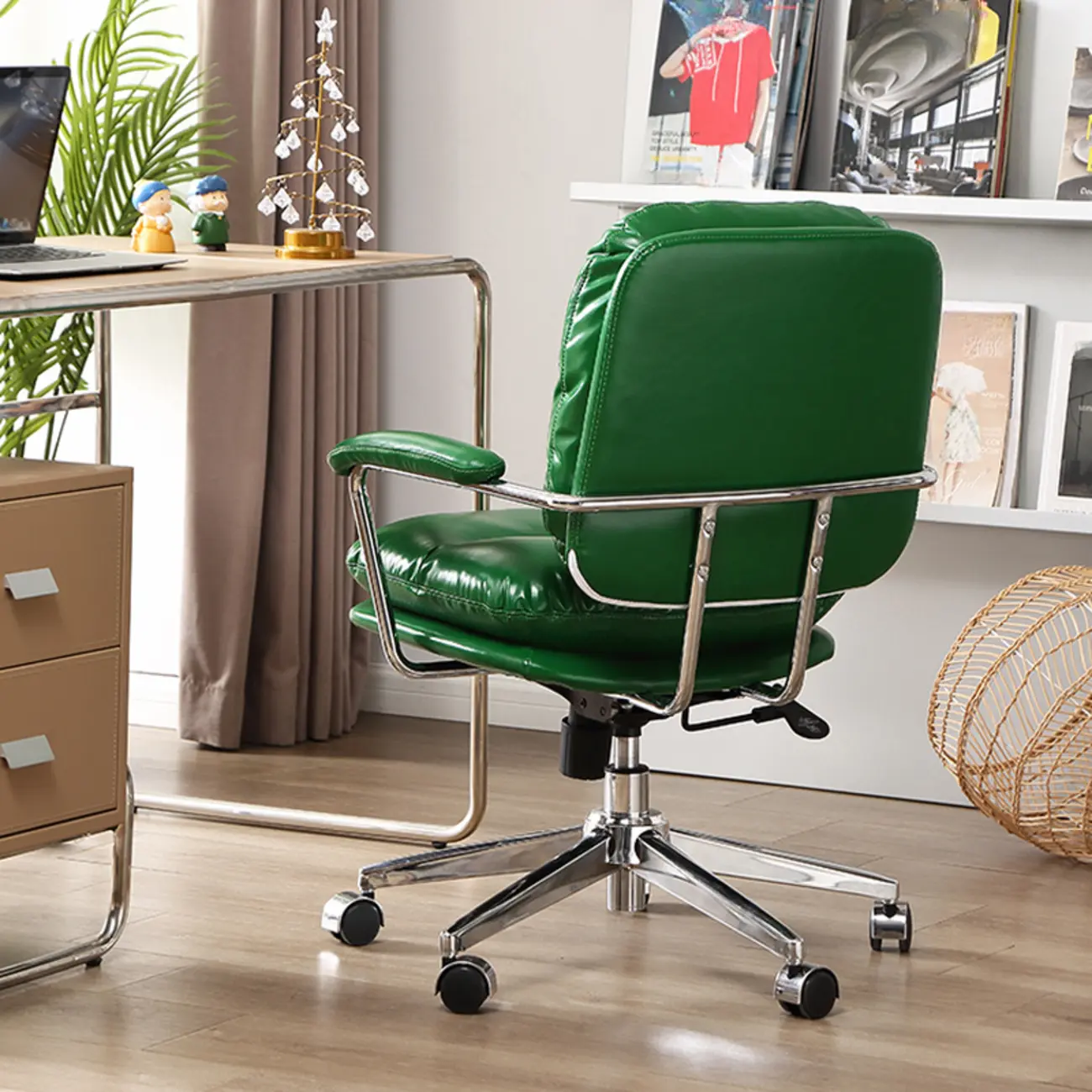 Adjustable Swivel Leather Upholstered Ergonomic Office Chair Image - 1 | homeyfad