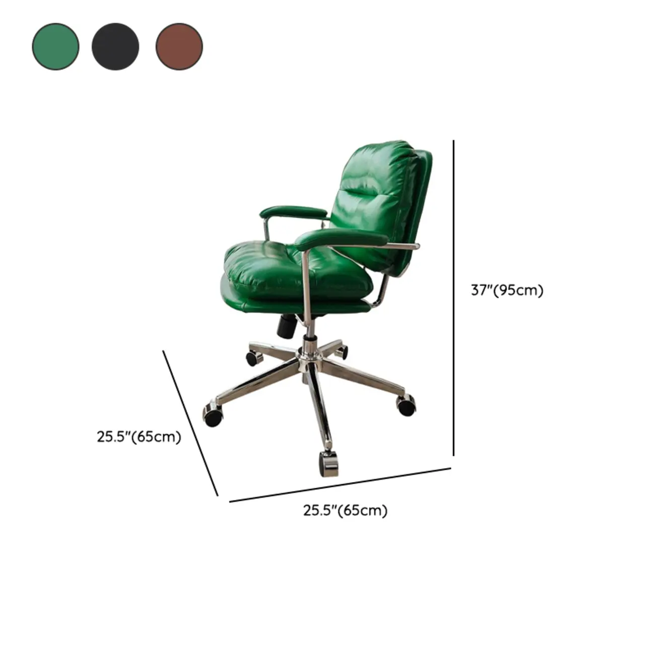 Adjustable Swivel Leather Upholstered Ergonomic Office Chair #size | homeyfad
