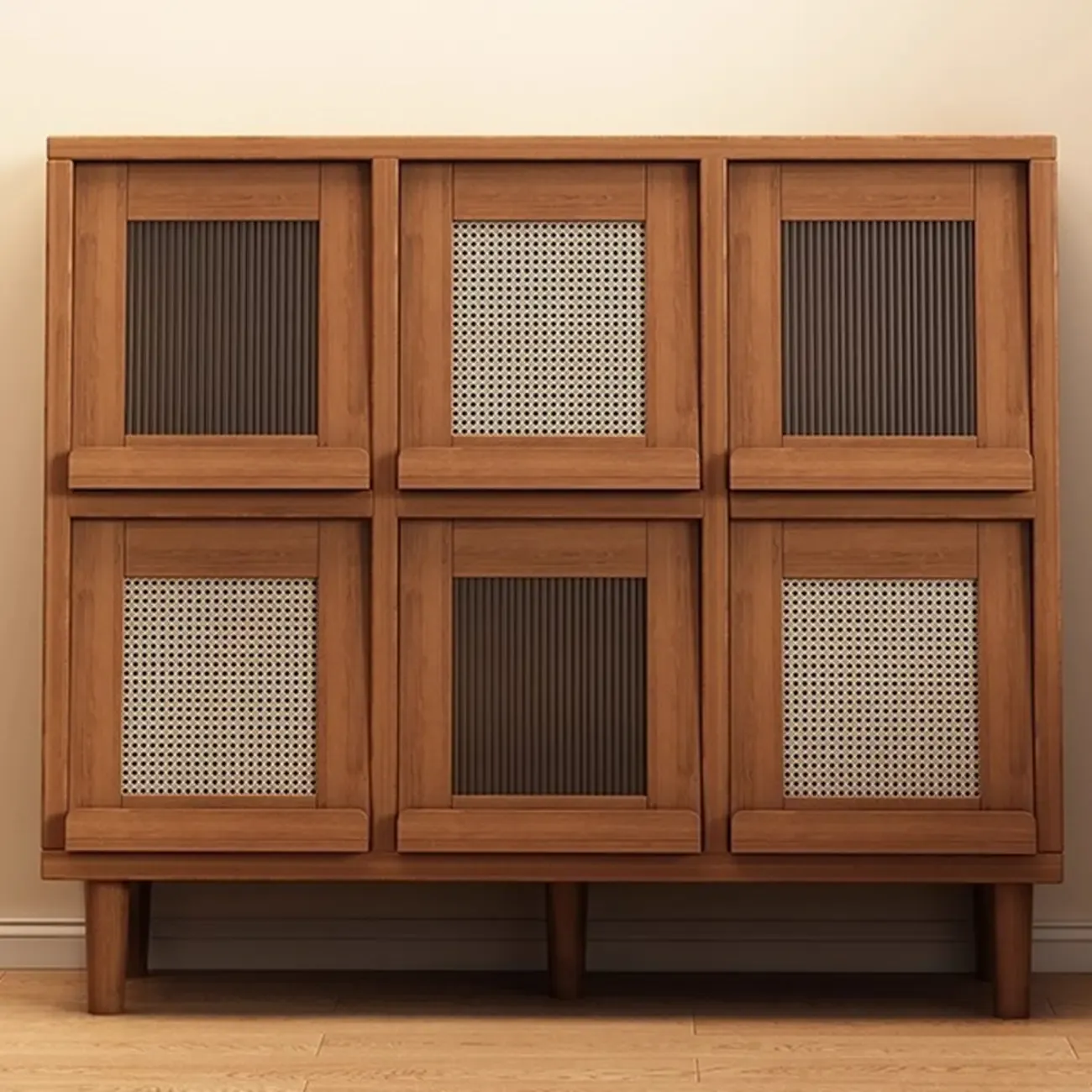 Mid-Century Modern Credenza Walnut Wood Storage Cabinet Image - 8
