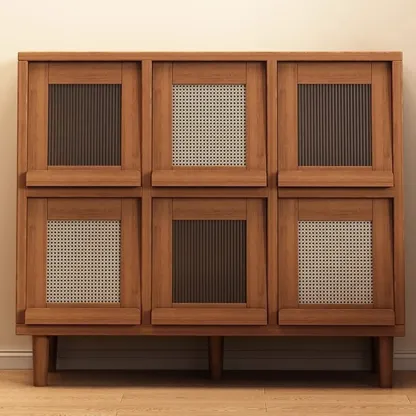 Mid-Century Modern Credenza Walnut Wood Storage Cabinet Image - 8