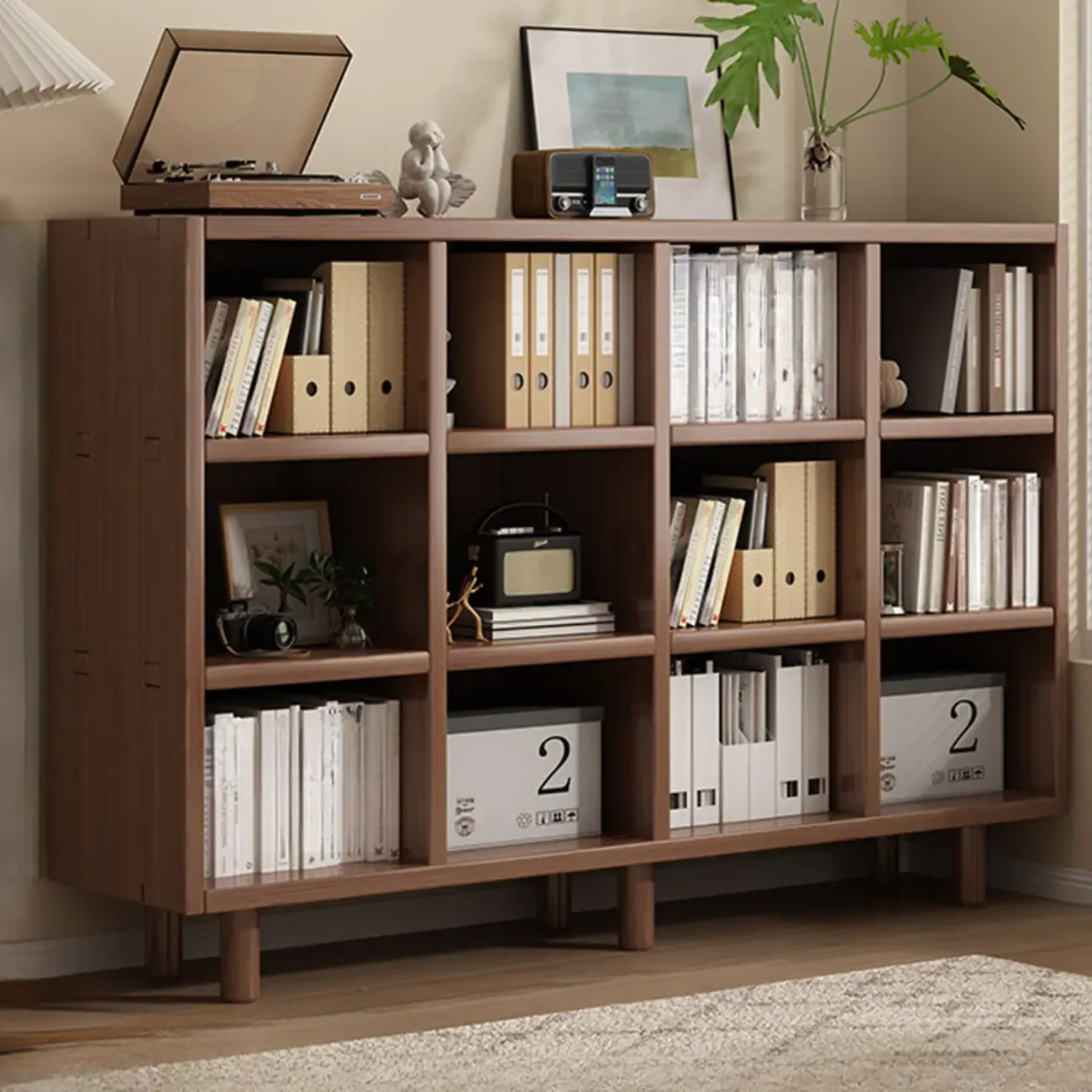 Mid-Century Modern Credenza Walnut Wood Storage Cabinet Image - 9