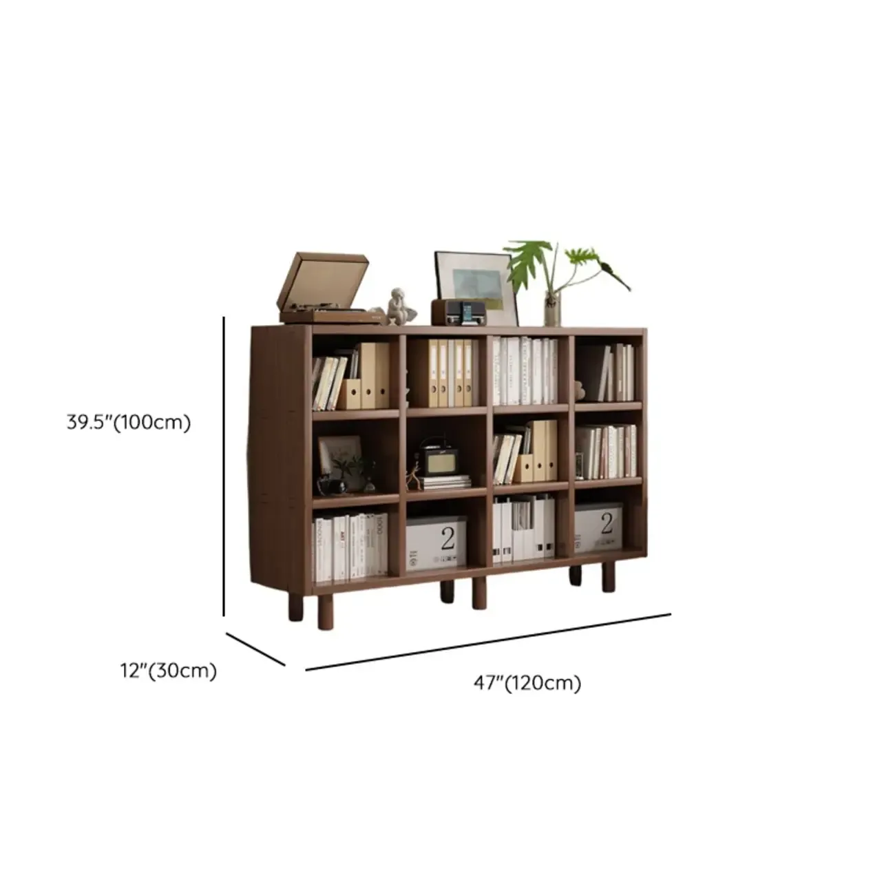 Mid-Century Modern Credenza Walnut Wood Storage Cabinet #size