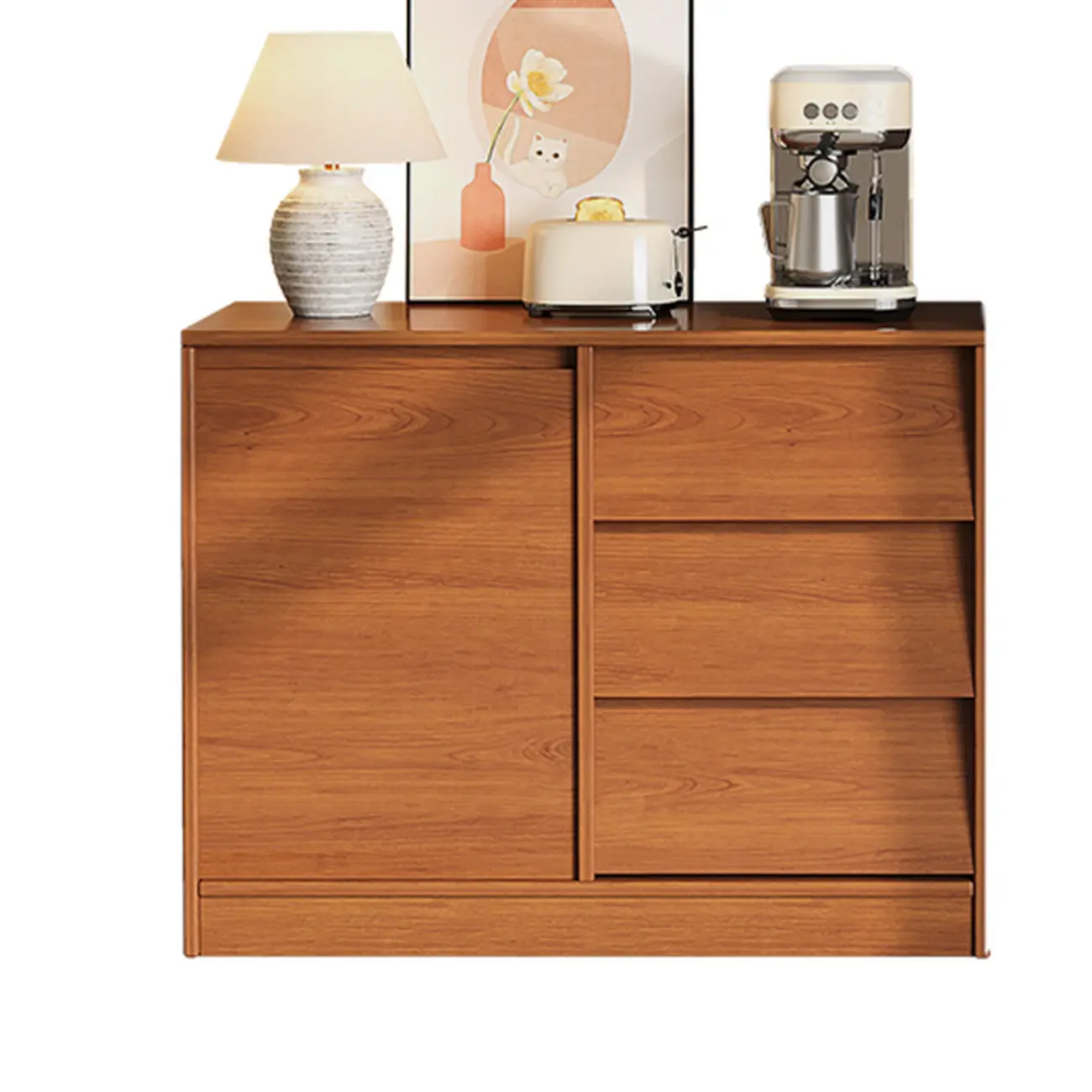 Modern Wooden Credenza Sideboard Cabinet with Storage Image - 11 | homeyfad