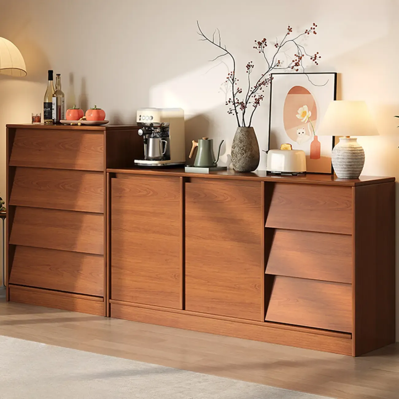 Modern Wooden Credenza Sideboard Cabinet with Storage Image - 4