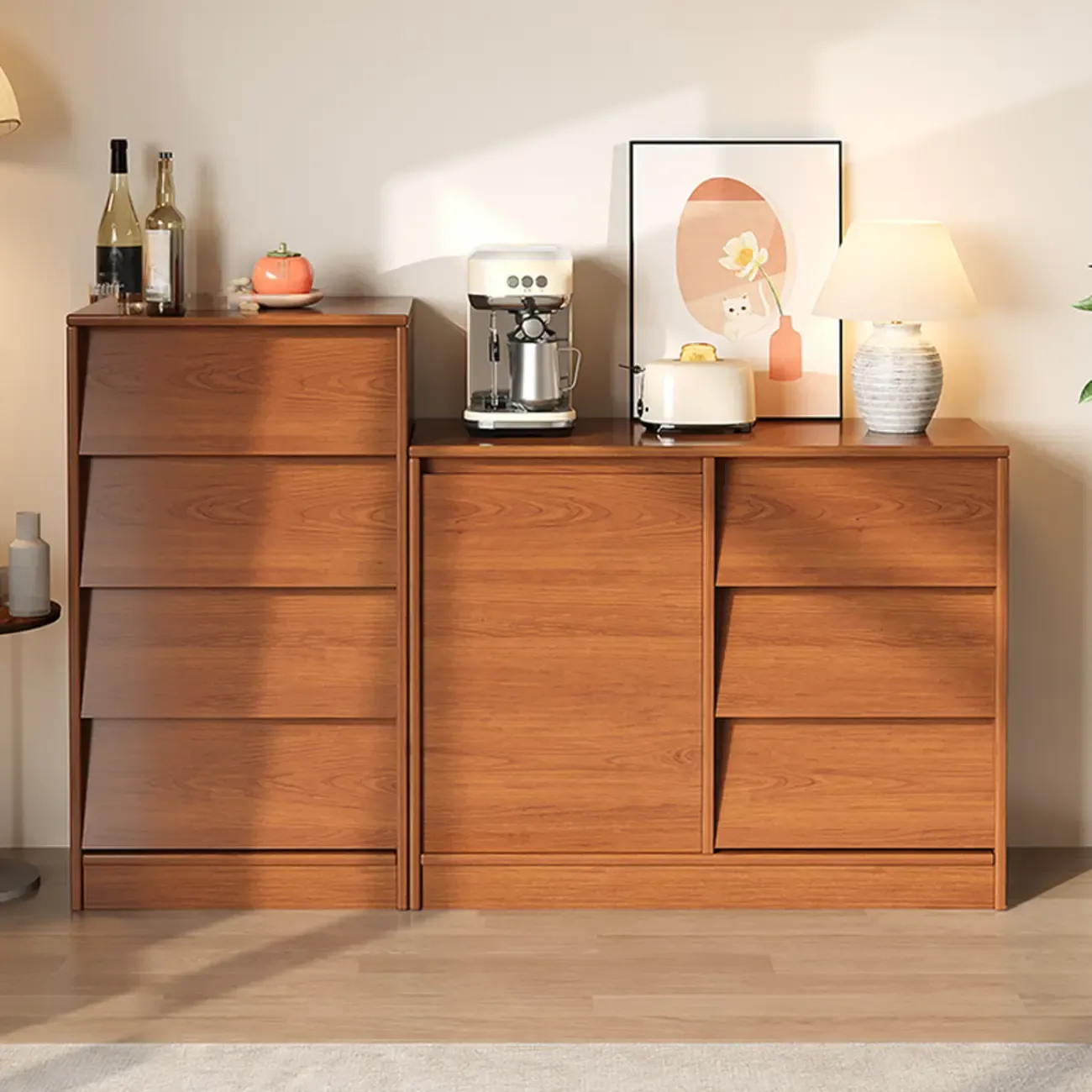 Modern Wooden Credenza Sideboard Cabinet with Storage Image - 1