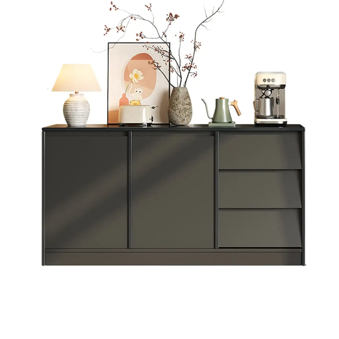 Modern Wooden Credenza Sideboard Cabinet with Storage Image - 15