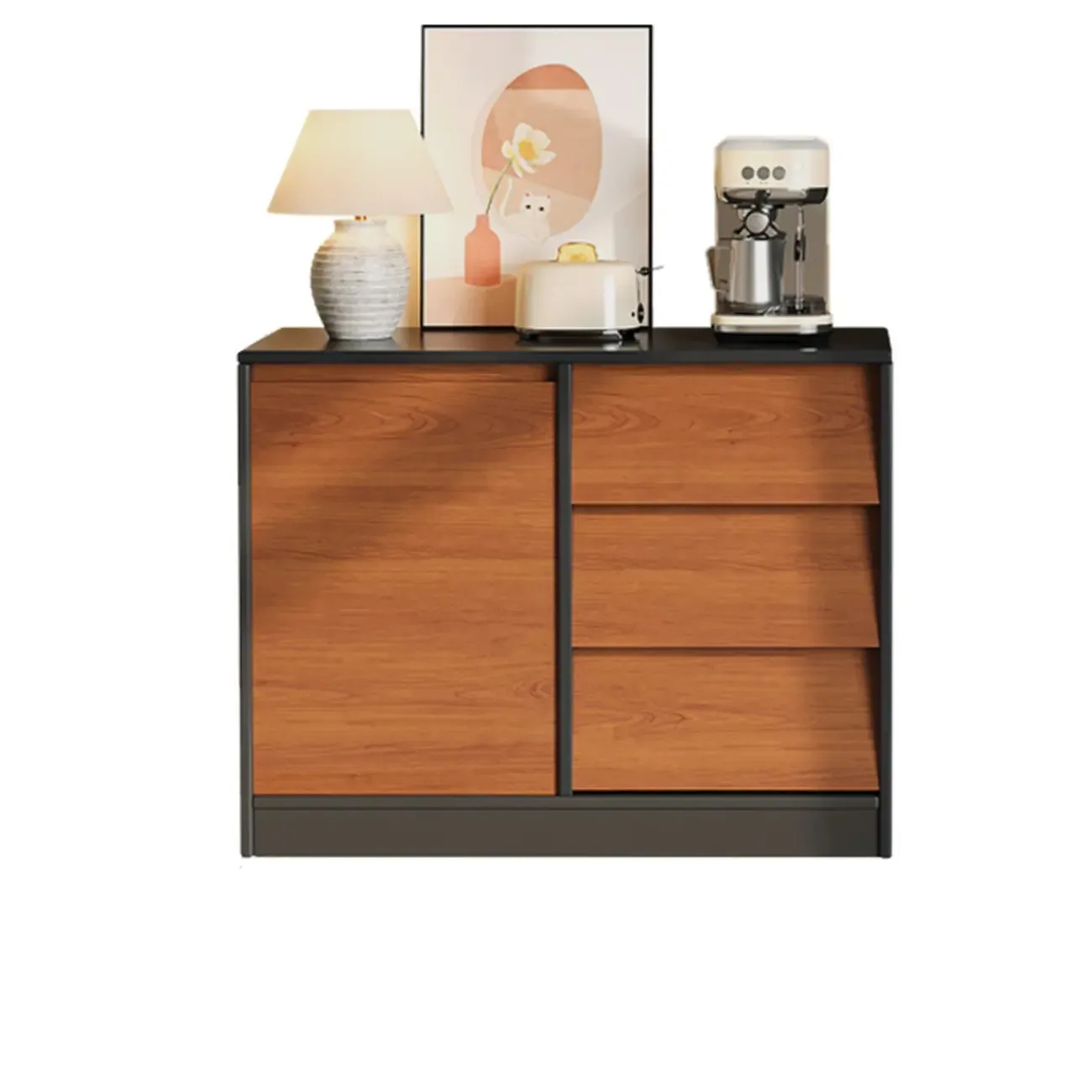 Modern Wooden Credenza Sideboard Cabinet with Storage Image - 17