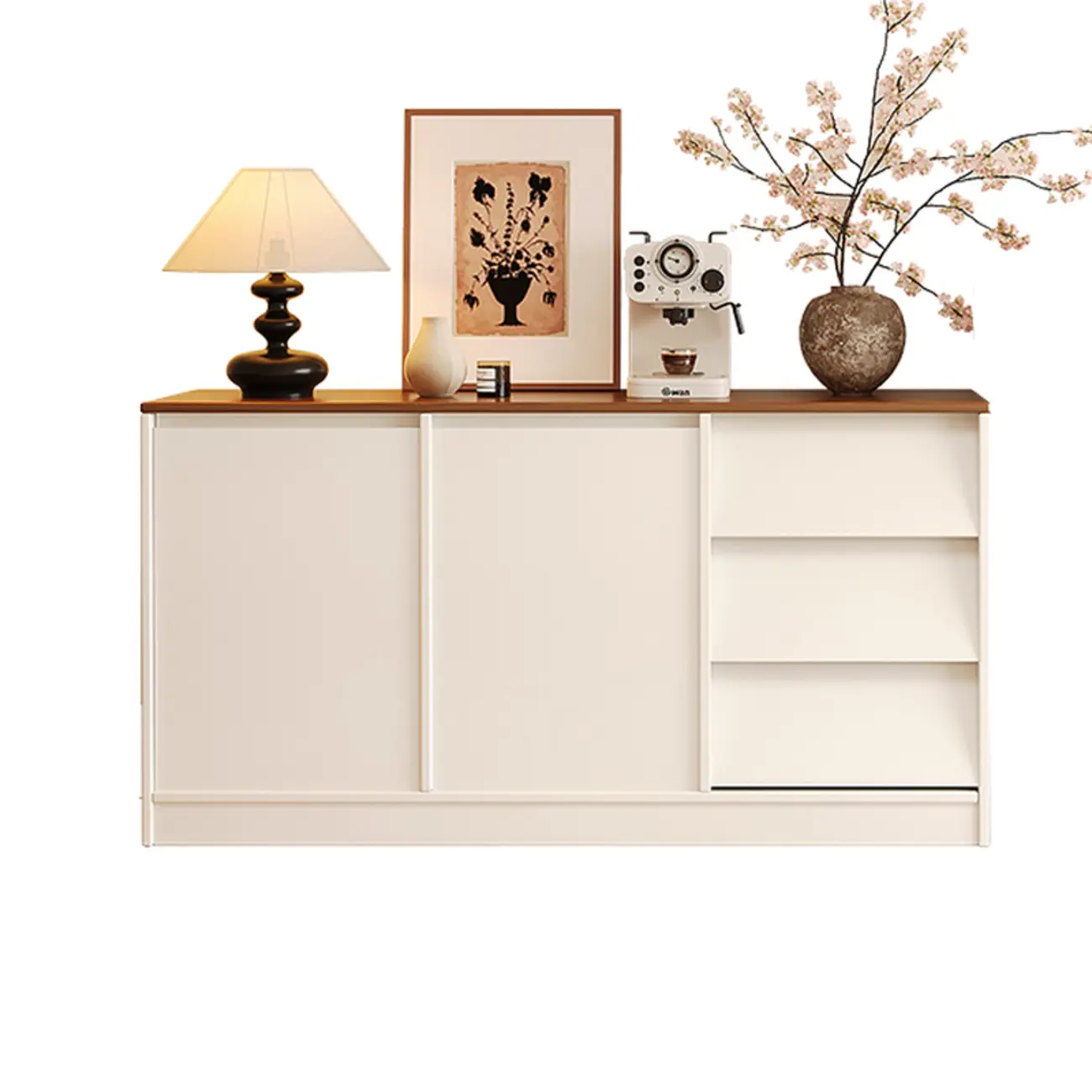 Modern Wooden Credenza Sideboard Cabinet with Storage Image - 7 | homeyfad
