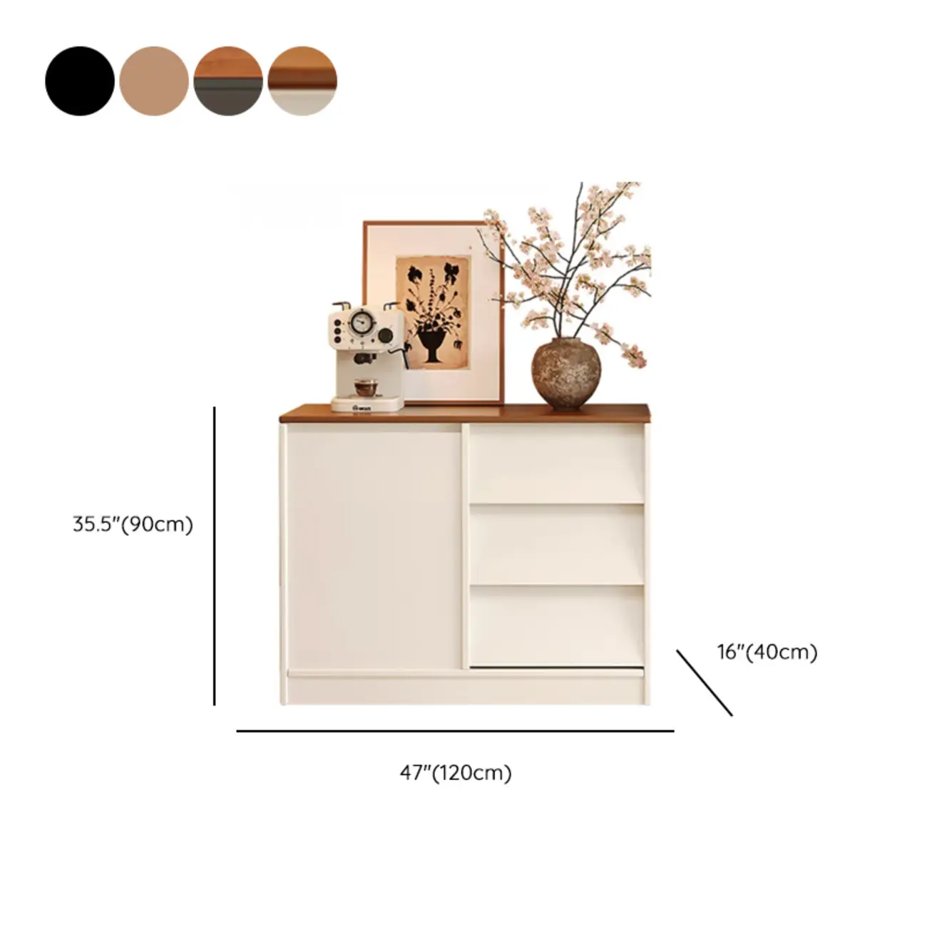 Modern Wooden Credenza Sideboard Cabinet with Storage Image - 21 | homeyfad