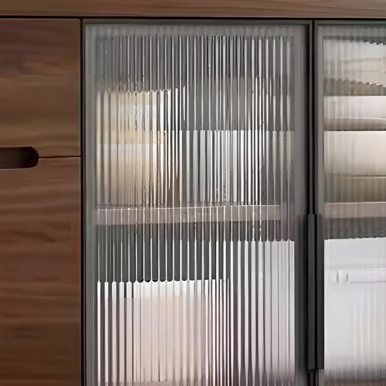 Modern Wood Narrow Sideboard Glass Door Storage Image - 6 | homeyfad